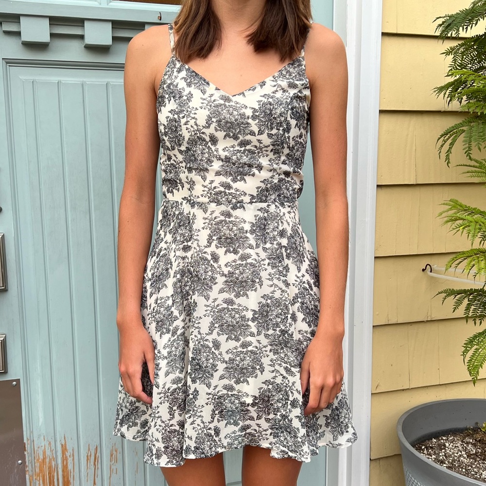 ANGL Floral Black & White Dress